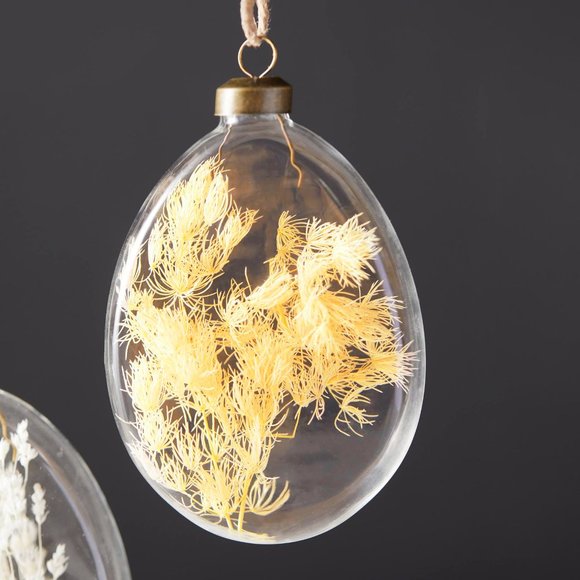 HTF Anthropologie Dried Floral Egg Ornaments, Set of 3 - Picture 3 of 6